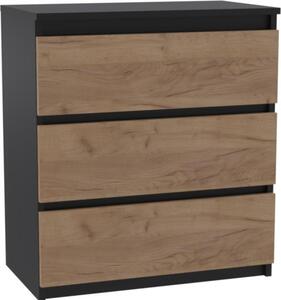 Komoda - 3 zásuvky - 70 cm - erná - Dub Craft Gold - Moderní píborník - Vysoká kvalita
