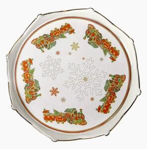 Porcelánový servírovací tác na cukroví CHRISTMAS 17cm Brandani (barva - bílá s motivem)