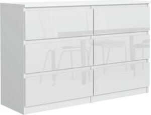 Komoda 6 120 cm - se 6 zásuvkami v bílé barv / bílý vysoký lesk / rzné barvy a velikosti, 120 x 78 x 39 cm