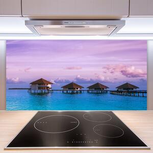 Kuchyňský skleněný panel Moře Architektura 120x60 cm
