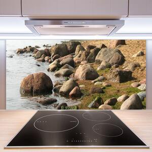 Kuchyňský skleněný panel Kameny Moře Krajina 100x50 cm