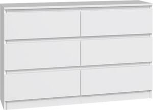 Komoda bílá se esti zásuvkami, lonice, chodba, skí, píborník, vysoký píborník, íka 120 cm, výka 75 cm