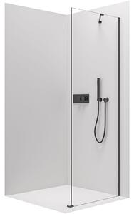Cerano, pevná sprchová zástěna pro dveře Marino a Volpe 80x190 cm, 6mm čiré sklo, černý profil, CER-CER-420267