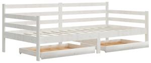 Denní postel s matrací 90 x 200 cm bílá masivní borové dřevo