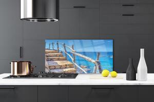 Kuchyňský skleněný panel Schody Moře Architektura 140x70 cm