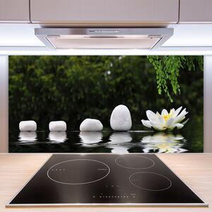 Kuchyňský skleněný panel Kameny Květ Umění 140x70 cm