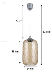 Brilagi -LED Lustr na lanku R GLASS 1xE27/60W/230V pr. 14 cm stříbrná/kouř hnědá