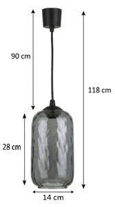 Brilagi - LED Lustr na lanku R GLASS 1xE27/60W/230V pr. 14 cm černá/kouř šedá