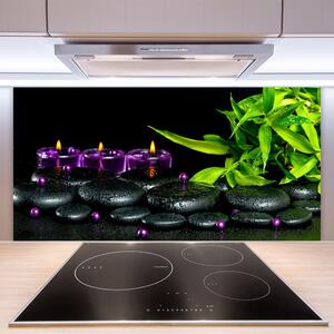 Kuchyňský skleněný panel Svíčky Kameny Umění 120x60 cm