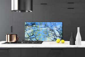Kuchyňský skleněný panel Voda Stromy Umění 140x70 cm