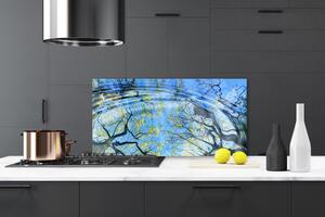 Kuchyňský skleněný panel Voda Stromy Umění 140x70 cm