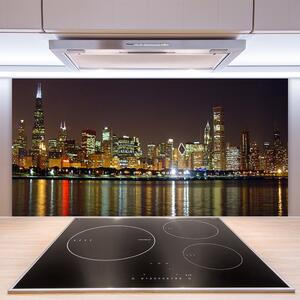 Kuchyňský skleněný panel Město Domy 140x70cm