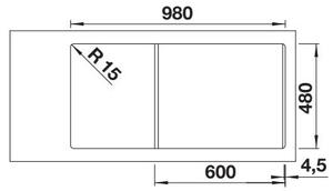 Blanco Adira 6 S, silgranitový dřez 1000x500x200 mm, 1,5-komorový, antracitová, BLA-527602