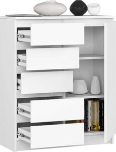 BDW - Komoda 5 zásuvek, obývací pokoj, pedsí 80x97x35, bílá