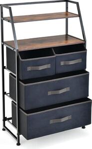 KOMFOTTEU Komoda se 4 látkovými zásuvkami, dvouúrovová skíka, píborník s ochranou proti peklopení, do obývacího pokoje, lonice, pedsín, 58 x 29 x 100 cm (4 zásuvky)