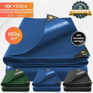 Profesionální plachta 650g/m², ochranná plachta, plachta na lo, plachta na bazén, podláka pod stan, plachta na nákladní auto, plachta na kempování a zahradu - 3x4m - 12m² - modrá