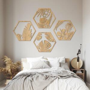 DUBLEZ | Květinové obrazy na zeď - Hexagony (4 ks)