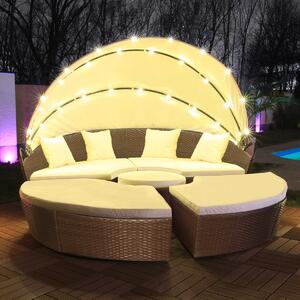 LED - Sun Island Rattan Lounge Polyratanová sedací souprava Lounger Island 210cm vetn krytu Cover Cover