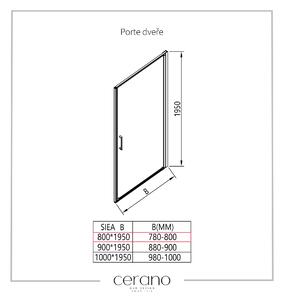 CERANO - Sprchové křídlové dveře Porte L/P - chrom, transparentní sklo - 80x195 cm