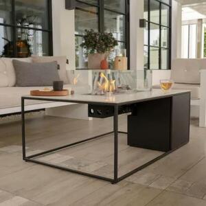 Stůl s plynovým ohništěm COSI- Design line černý rám / keramická deska bílá Exteriér | Ohniště