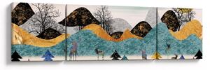 Grafický obraz s jeleny (170x50 cm)