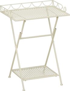 Mica Decorations Marseille balkonový stolek – police na rostliny – 50 x 38 x 68 cm – odkládací stolek – povtrnostním vlivm odolné elezo – balkonový nábytek – smetanová barva