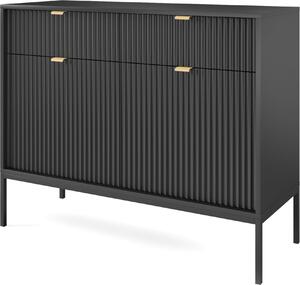 Komoda NANAIMO KSZ104 - erná - zlaté úchyty - 2 zásuvky - íka 104 cm, výka 83 cm, hloubka 39 cm