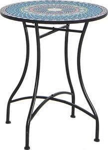 Odkládací stolek s mozaikovou deskou z keramických dladic, bistro stl s ohýbanými kovovými nohami, kulatý konferenní stolek s nosností a 50 kg