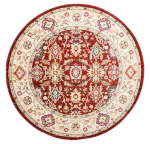 Kulatý vintage koberec červeno béžový