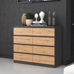 Komoda, pedsí do lonice, atní skí, píborník, vysoká deska s 8 zásuvkami, íka 120 cm výka 97 | antracit Artisan