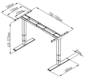 Výškově nastavitelný stůl Liftor Vision, šedý, Bez desky, elektricky polohovatelný