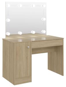 Kosmetický stolek s LED světly 110 x 55 x 145 cm MDF dub