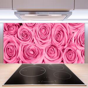 Kuchyňský skleněný panel Růže Květiny Rostlina 125x50 cm