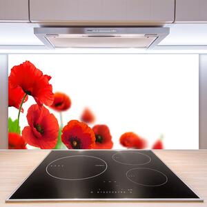 Kuchyňský skleněný panel Máky Rostlina Příroda 140x70 cm
