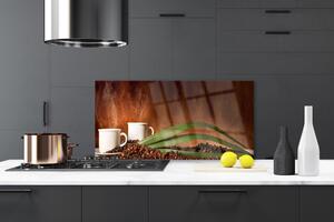 Kuchyňský skleněný panel Šálky Káva Zrnka Kuchyně 125x50 cm