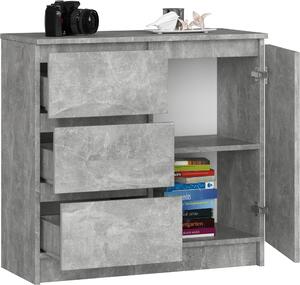 BDW, komoda, 3 zásuvky, 1 dvíka, skí, píborník, beton