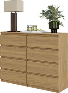 FURNICA - GABRIEL - Komoda / píborník s 8 zásuvkami - dub Lancelot V92cm 120cm H33cm