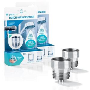 Puregreen 2x úsporný sprchový hlavice Snadná instalace, vhodná pro téměř všechny sprchové baterie a sprchové hlavice Úspora vody až 50 % bez ztráty komfortu