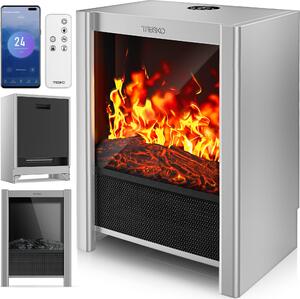 TRESKO® Elektrický krb s ohevem a dálkovým ovládáním 2000W, aplikace WiFi | elektrický krb s efektem plamene LED a LCD displejem | krbový ohe s termostatem, asovaem | elektrická krbová kamna voln stojící ohíva s ventilátorem