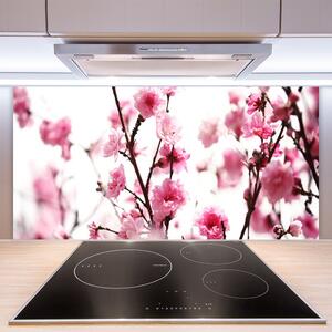 Kuchyňský skleněný panel Větve Květiny Rostlina 125x50 cm