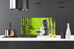 Kuchyňský skleněný panel Bambus Kameny Rostlina 125x50 cm