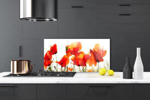 Kuchyňský skleněný panel Máky Rostlina Příroda 125x50 cm