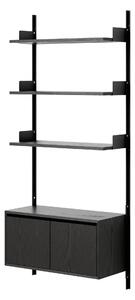 NEW WORKS Policová sestava Wall 1900, Cabinet Low w. Doors, Black Ash / Black