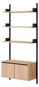 NEW WORKS Policová sestava Wall 1900, Cabinet Low w. Doors, Oak / Black