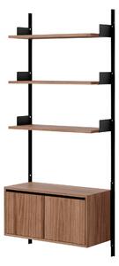NEW WORKS Policová sestava Wall 1900, Cabinet Low w. Doors, Walnut / Black