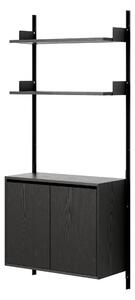 NEW WORKS Policová sestava Wall 1900, Cabinet Tall w. Doors, Black Ash / Black