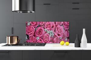 Kuchyňský skleněný panel Růže Květiny Rostlina 100x50 cm