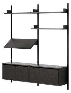 NEW WORKS Policová sestava Living Cabinets Low w. Doors, Black Ash / Black
