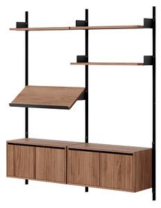 NEW WORKS Policová sestava Living Cabinets Low w. Doors, Walnut / Black