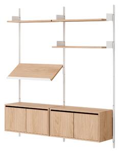 NEW WORKS Policová sestava Living Cabinets Low w. Doors, Oak / White